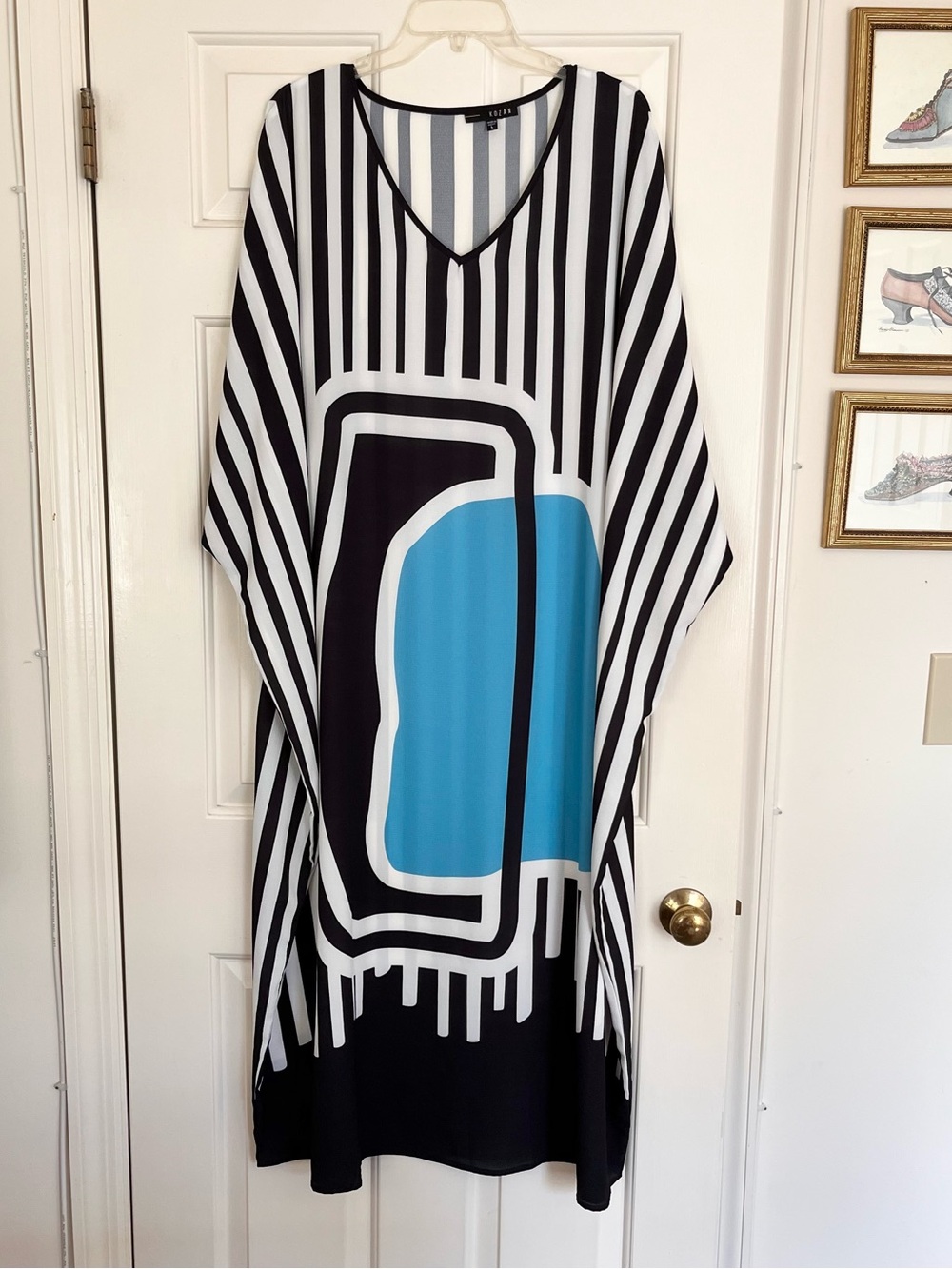 Kozan Abstract Design Short Sleeve Maxi Dress Size L